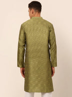 Jompers Men's Pista Green Floral Printed Kurta Only