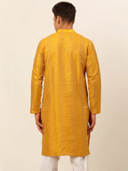 Jompers Men's Mustard Embroiderd Kurta Only