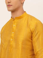 Jompers Men's Mustard Embroiderd Kurta Only