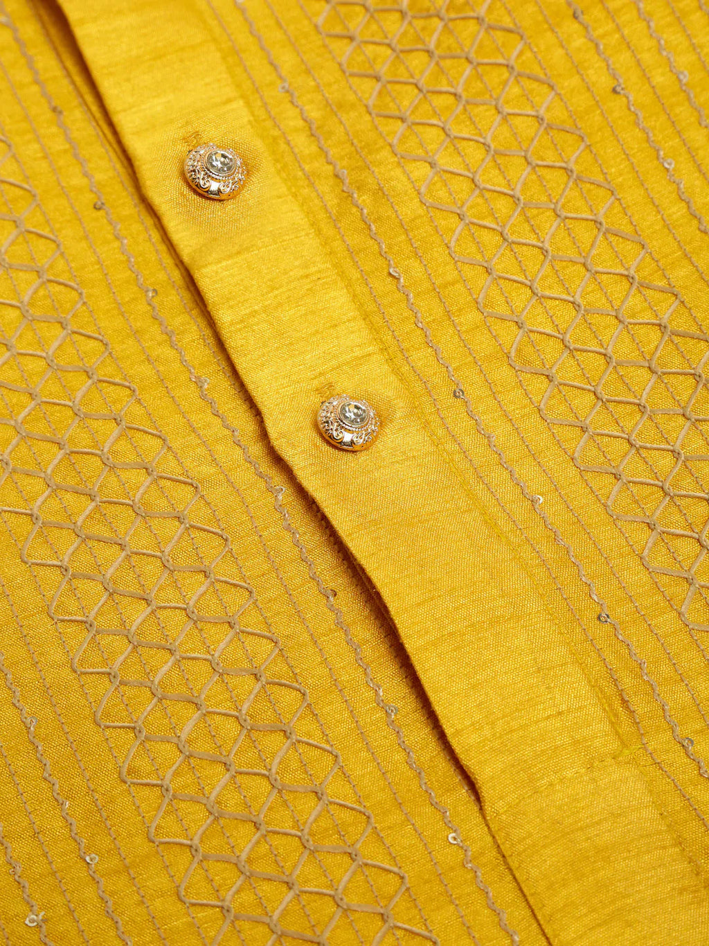 Jompers Men's Mustard Embroiderd Kurta Only