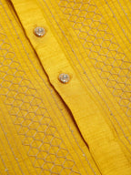 Jompers Men's Mustard Embroiderd Kurta Only
