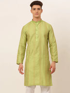 Jompers Men's Pista Green Embroiderd Kurta Only