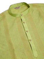 Jompers Men's Pista Green Embroiderd Kurta Only
