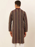 Jompers Men's Purple Embroiderd Kurta Only