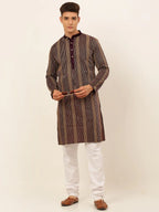 Jompers Men's Purple Embroiderd Kurta Only