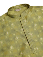 Jompers Men's Green Collar Embroidered Woven Design Kurta Pajama
