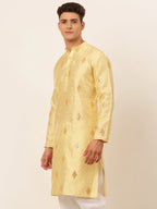 Jompers Men's Golden Embroidered Sequinned Kurta Only