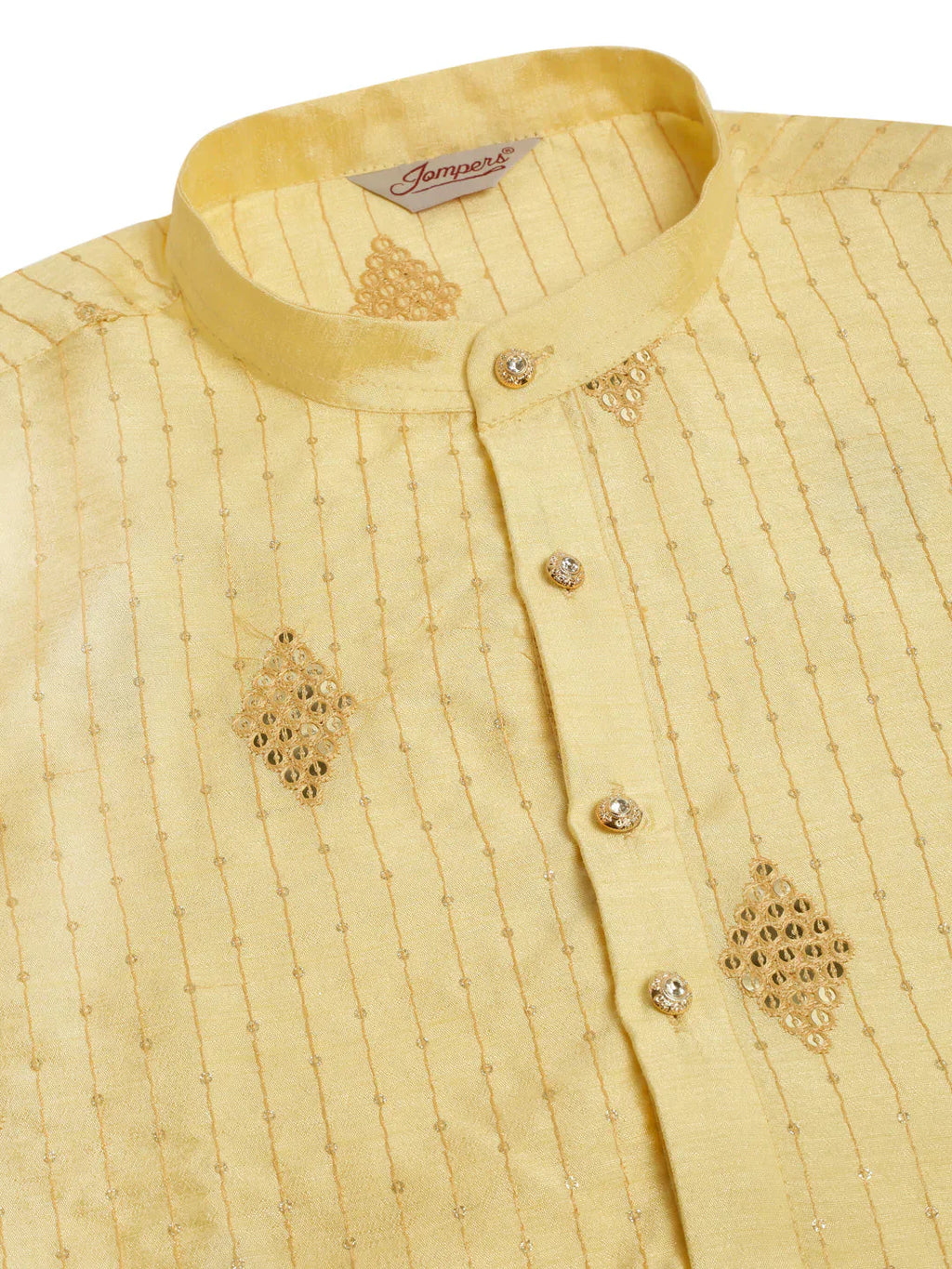 Jompers Men's Golden Embroidered Sequinned Kurta Only