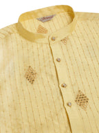 Jompers Men's Golden Embroidered Sequinned Kurta Only