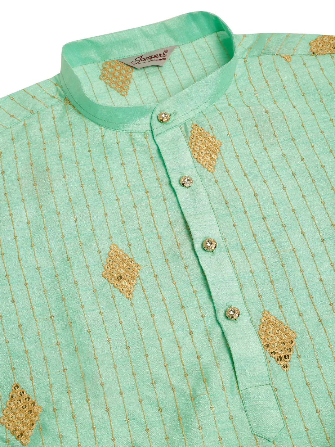 Jompers Men's Sky Blue Embroidered Sequinned Kurta Only