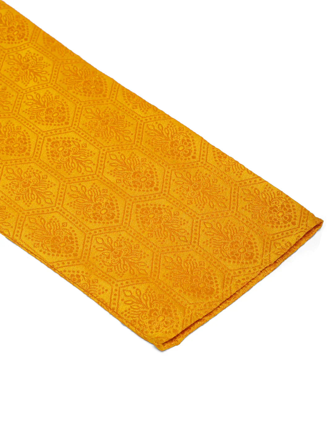 Jompers Men's Mustard and Golden Woven Design Kurta Only