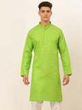 Jompers Men's Green Woven Design Kurta Only