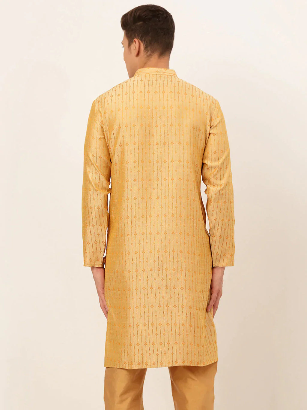 Jompers Men's Golden Embroidered Kurta Only