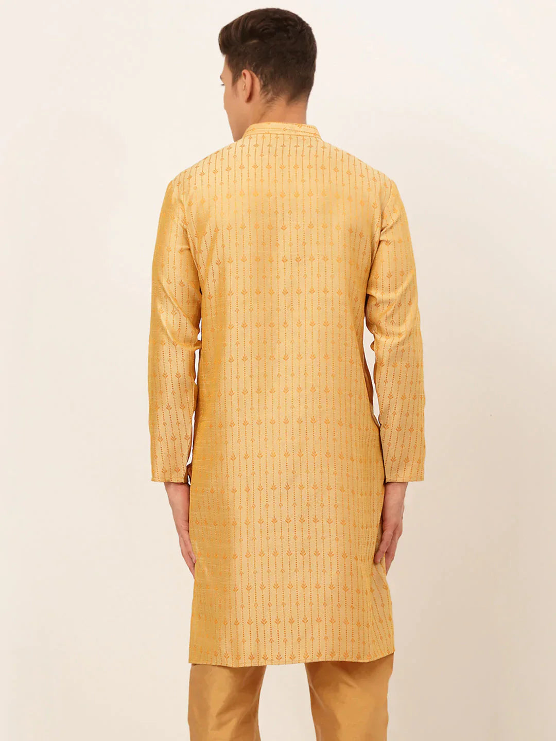 Jompers Men's Golden Embroidered Kurta Only