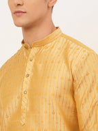 Jompers Men's Golden Embroidered Kurta Only