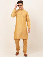Jompers Men's Golden Embroidered Kurta Only