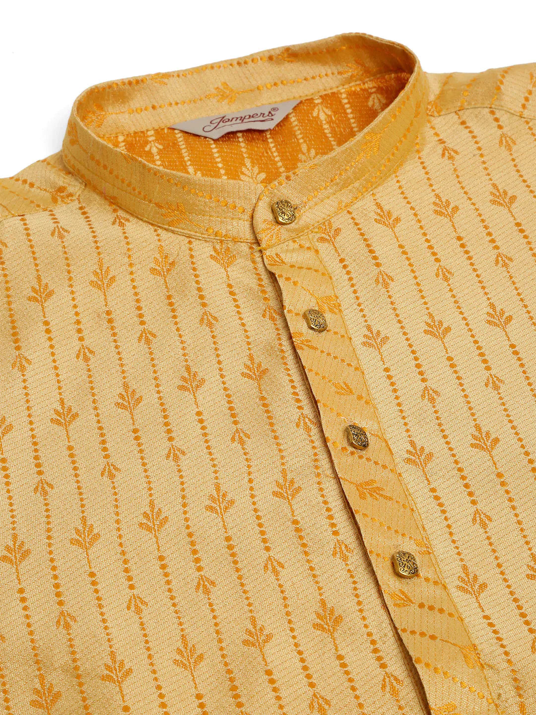 Jompers Men's Golden Embroidered Kurta Only