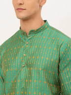 Jompers Men's Green Embroidered Kurta Only