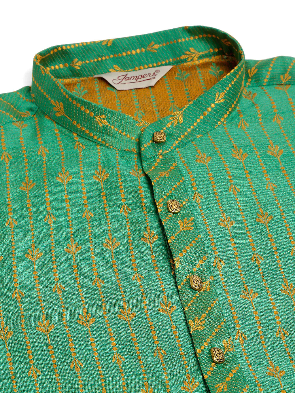 Jompers Men's Green Embroidered Kurta Only