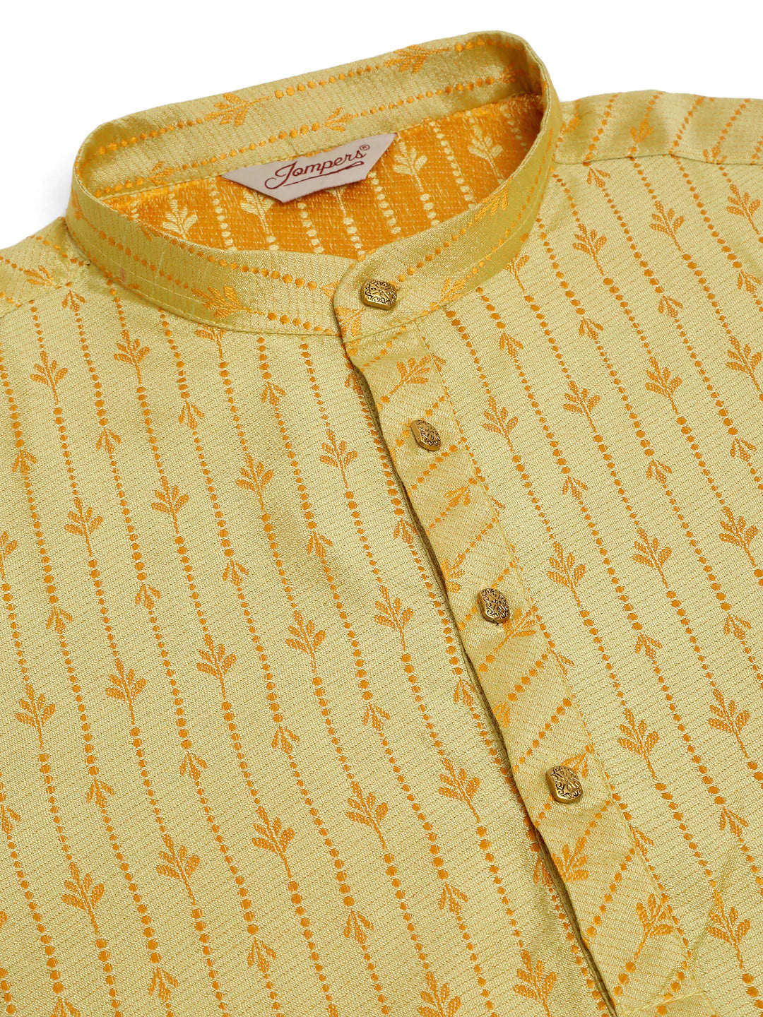 Jompers Men's Yellow Embroidered Kurta Only