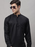 Jompers Men's Black Solid Short Kurta