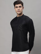 Jompers Men's Black Solid Short Kurta