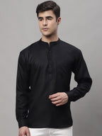 Jompers Men's Black Solid Short Kurta
