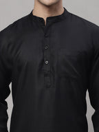Jompers Men's Black Solid Short Kurta