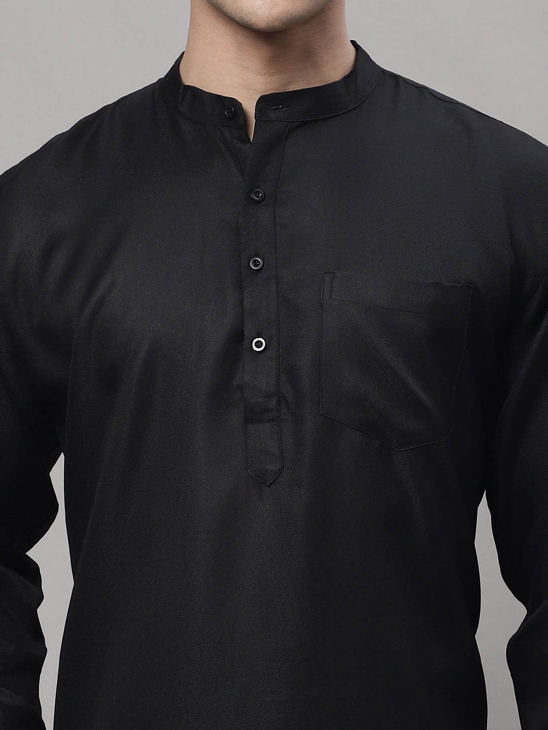 Jompers Men's Black Solid Short Kurta