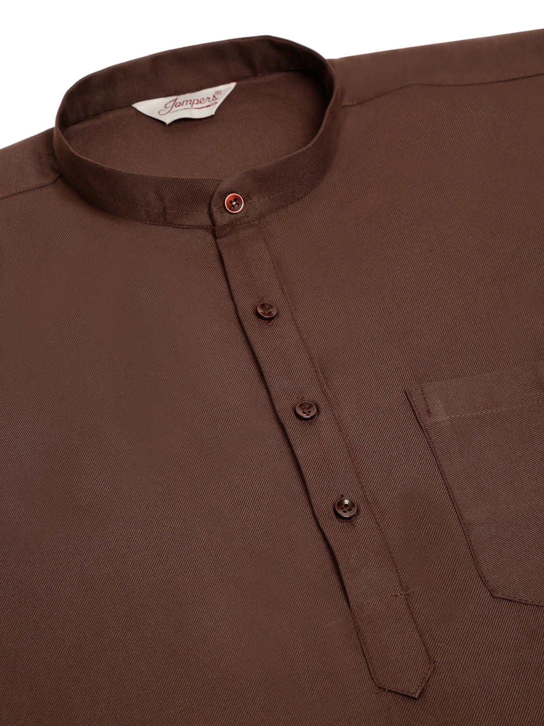 Jompers Men's Coffee Solid Cotton Short Kurta