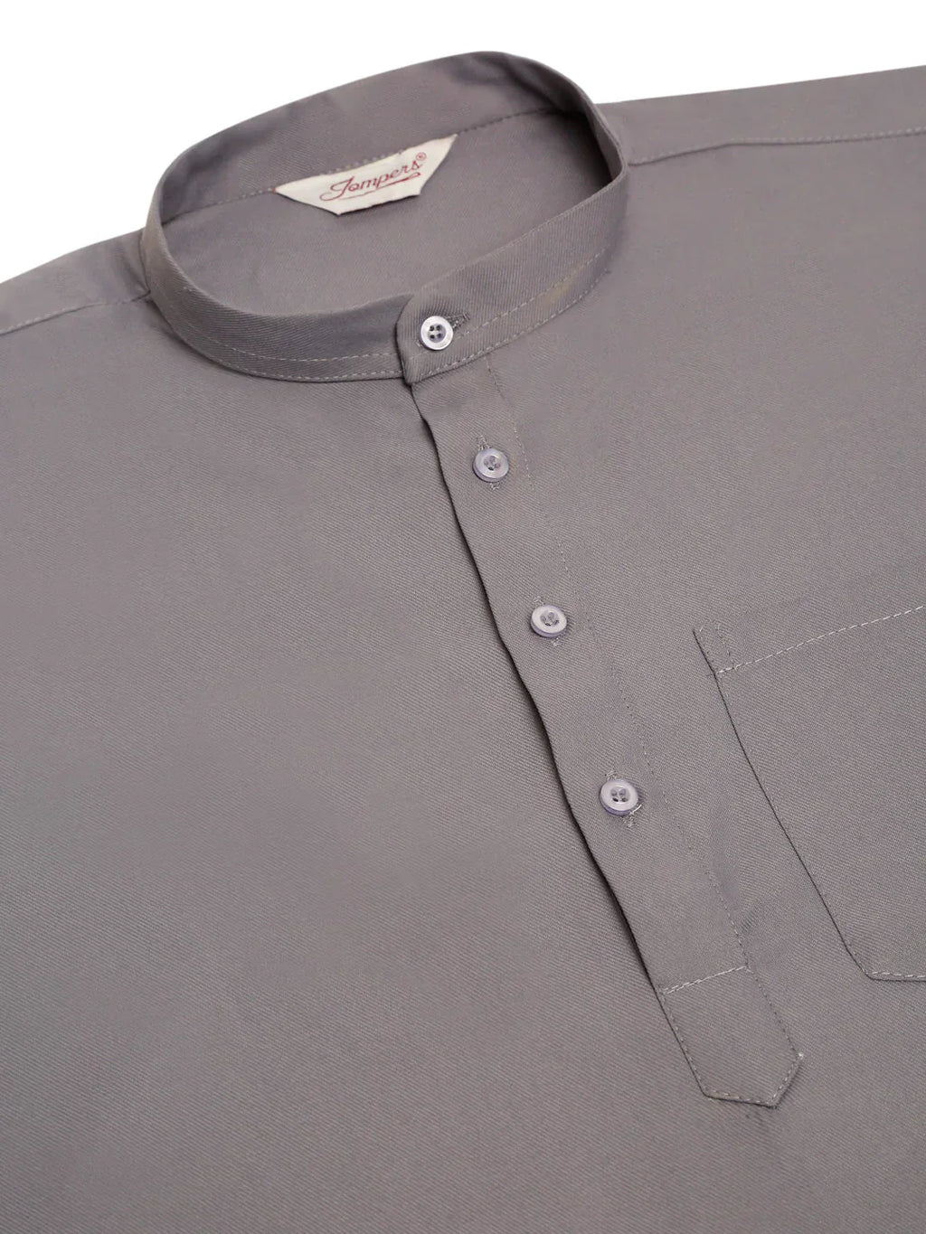 Jompers Men's Grey Solid Cotton Short Kurta