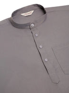 Jompers Men's Grey Solid Cotton Short Kurta