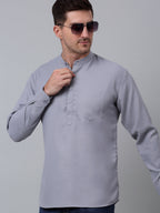 Jompers Men's Black Solid Short Kurta