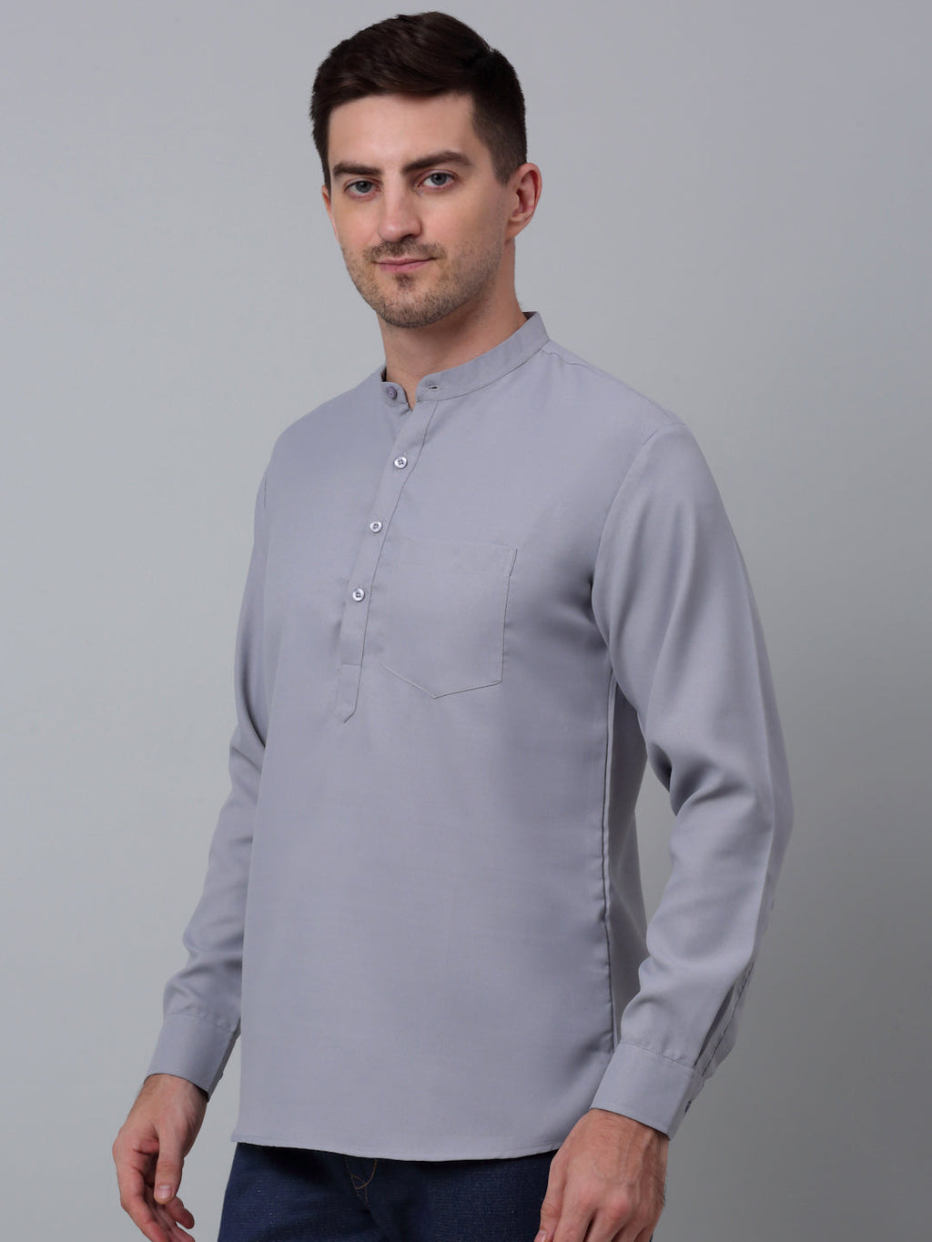 Jompers Men's Black Solid Short Kurta