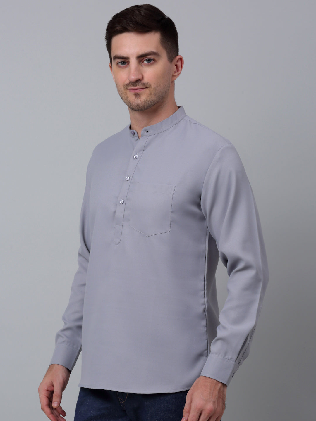 Jompers Men's Black Solid Short Kurta