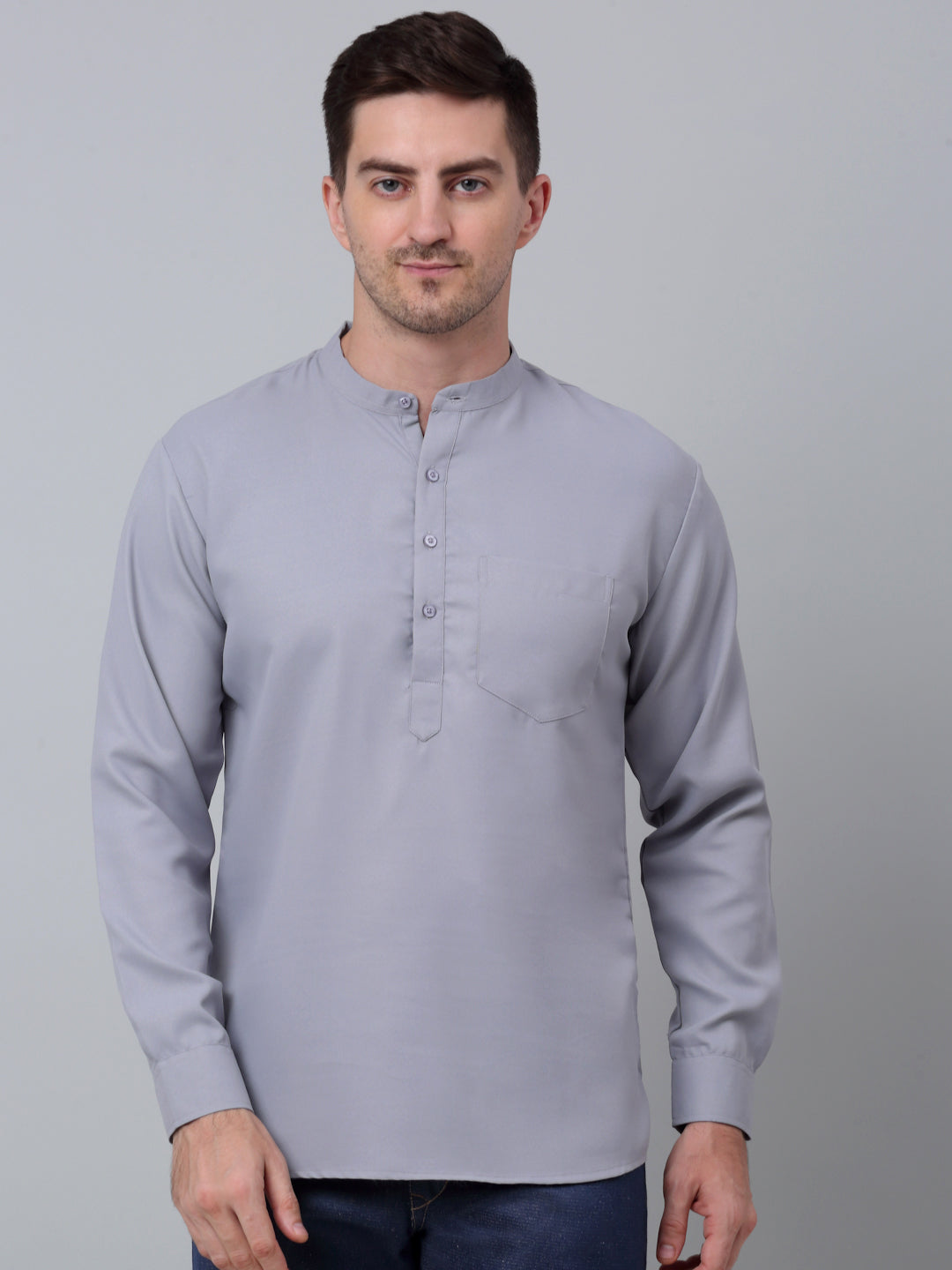 Jompers Men's Black Solid Short Kurta