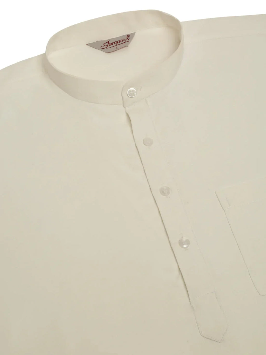 Jompers Men's White Solid Cotton Short Kurta - White