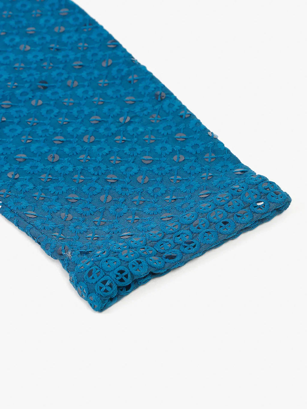 Jompers Men's Blue Chikankari Embroidered and Sequence Kurta Only