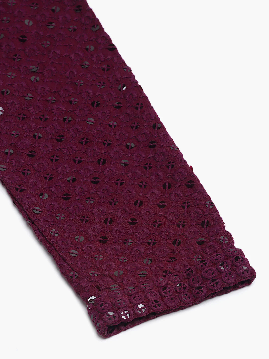 Jompers Men's Purple Chikankari Embroidered and Sequence Kurta Only