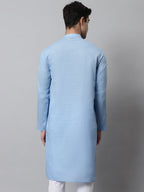 Jompers Men's Light blue Cotton Striped Kurta