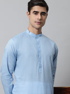 Jompers Men's Light blue Cotton Striped Kurta