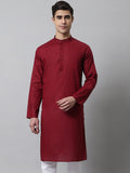 Jompers Men's Maroon Cotton Striped Kurta