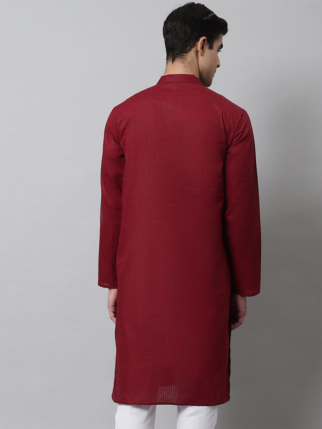Jompers Men's Maroon Cotton Striped Kurta