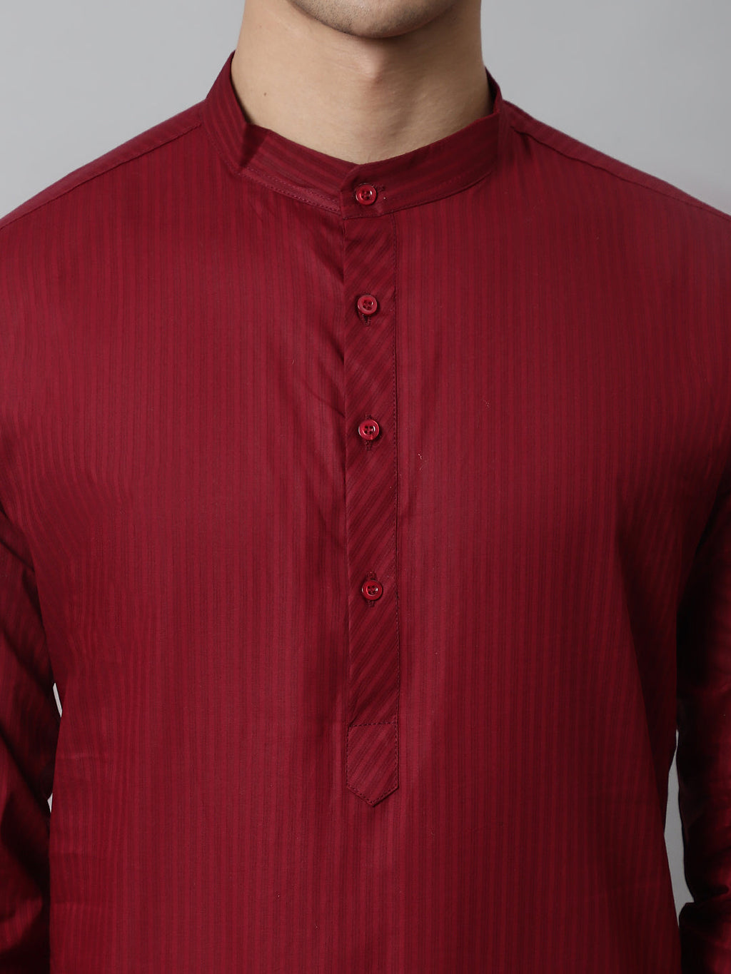 Jompers Men's Maroon Cotton Striped Kurta