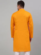Jompers Men's Mustard Cotton Striped Kurta Only