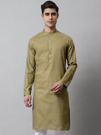 Jompers Men's Olive Green Cotton Striped Kurta