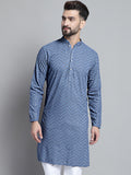Jompers Men's Grey Embroidered Sequinned Kurta Only