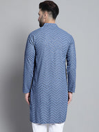 Jompers Men's Grey Embroidered Sequinned Kurta Only