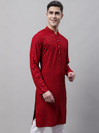Jompers Men's Navy Blue Embroidered Sequinned Kurta