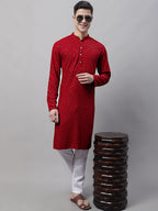 Jompers Men's Navy Blue Embroidered Sequinned Kurta